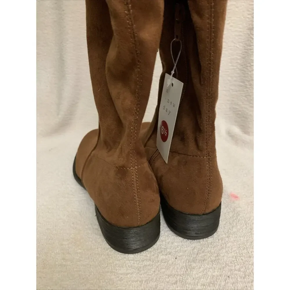 A New Day Sidney Thigh High Tall Boots Womens 6.5 Cognac Nwt